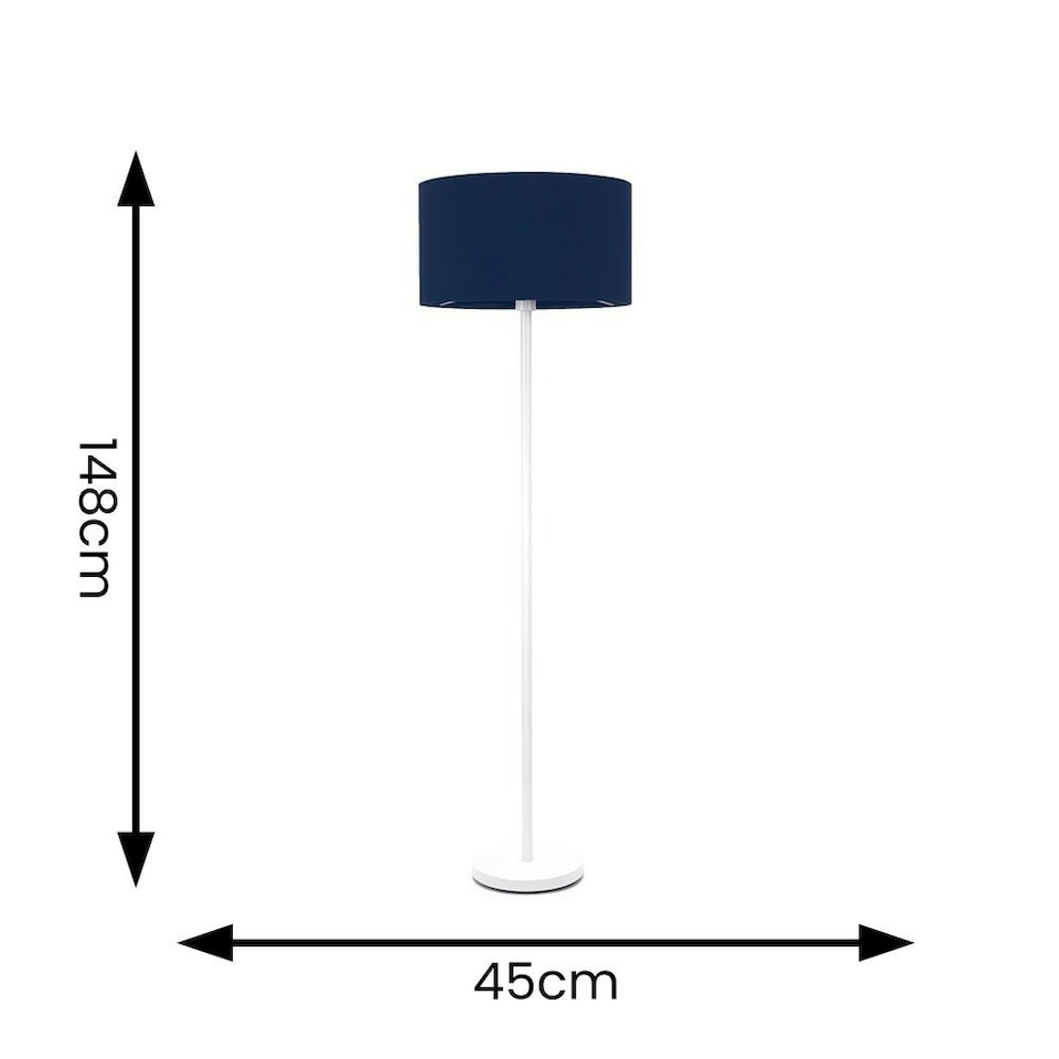 image 1 of ValueLights Charlie White Floor Lamp Navy Shade & Bulb 