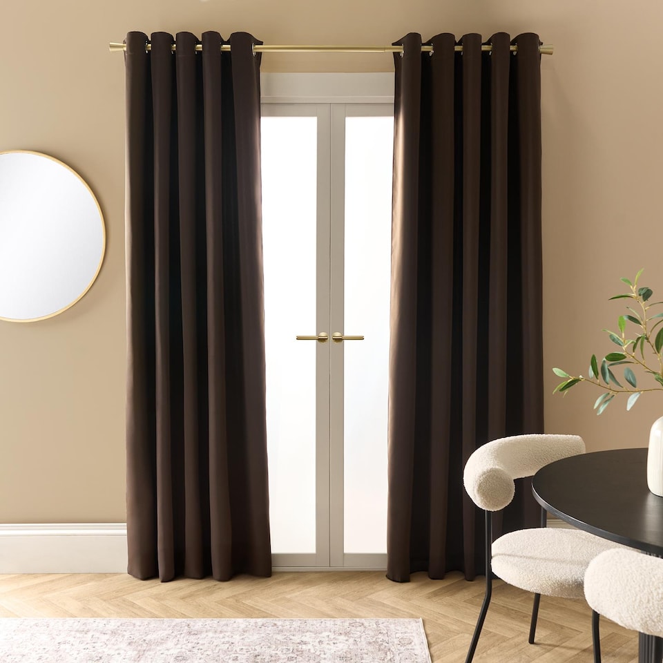 image 1 of OHS Essentials Eyelet Blackout Thermal Curtain Pair - 66x72 inch | Brown