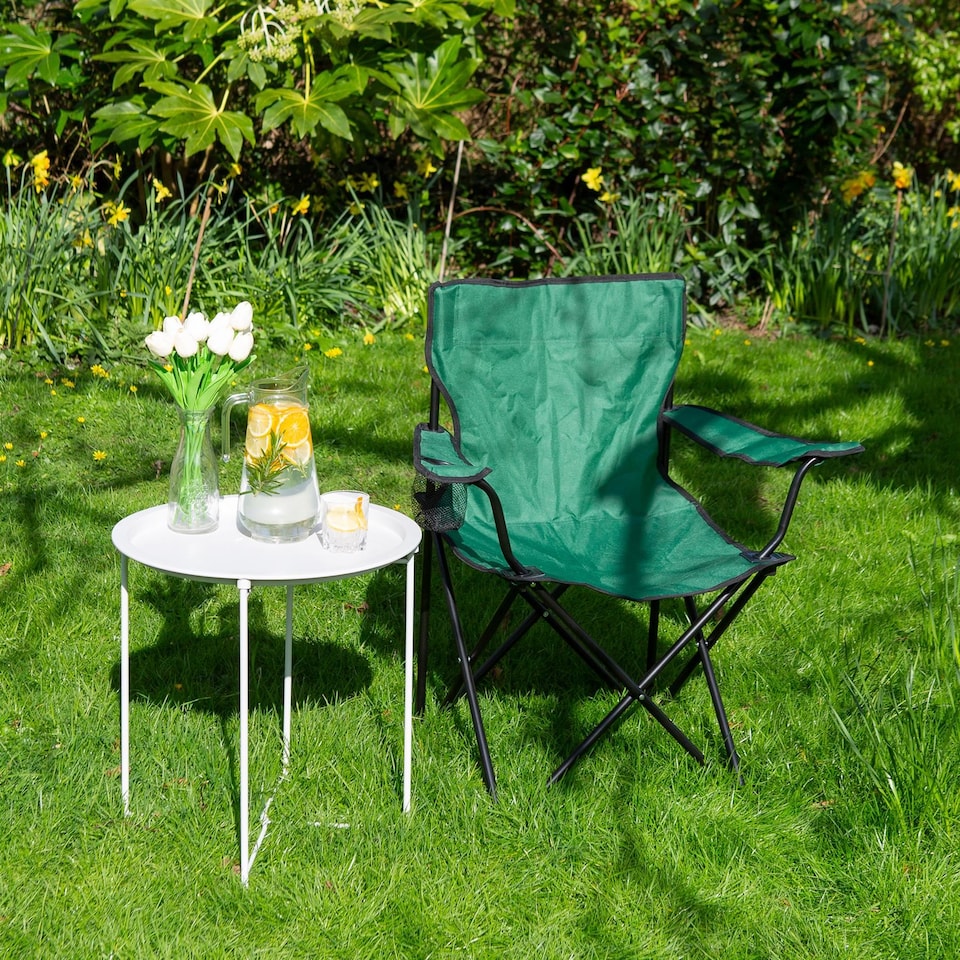 image 1 of Harbour Housewares Folding Canvas Camping Chair - Matt Black/Green