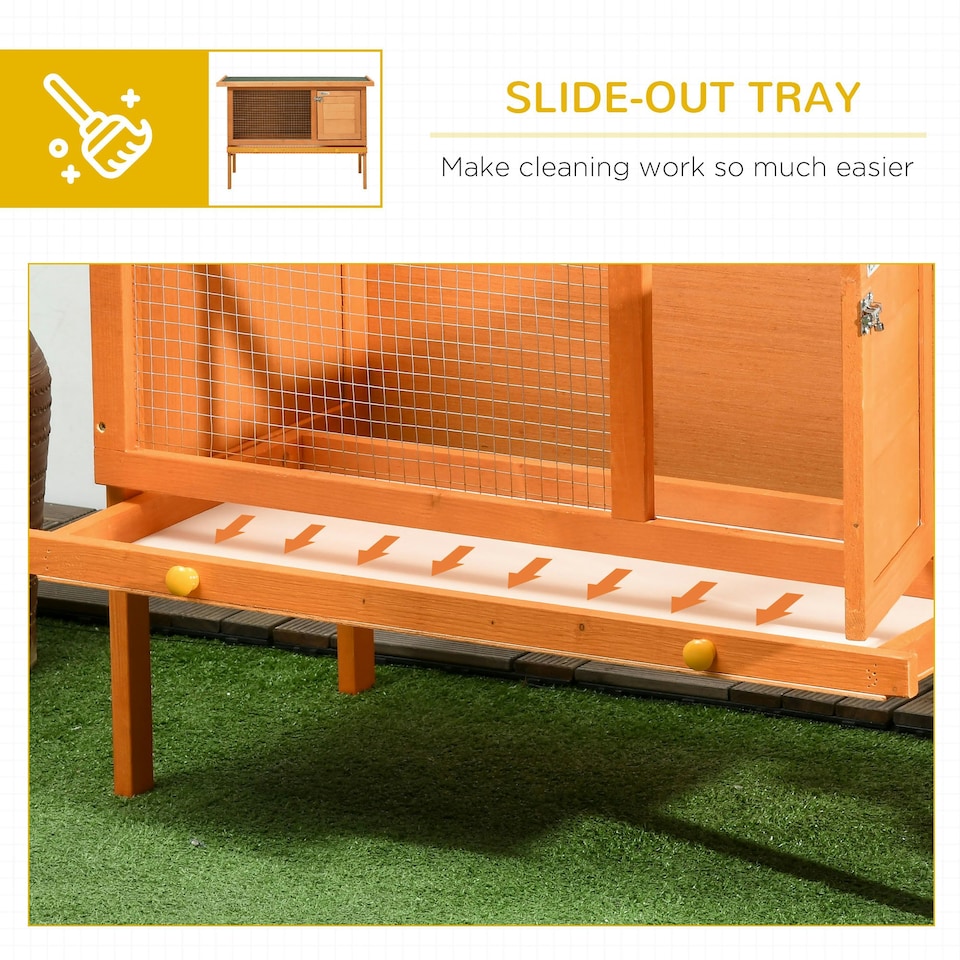 image 1 of PawHut Rabbit Hutch, Guinea Pig Hutch Outdoor Cage w/ Waterproof Roof, Green