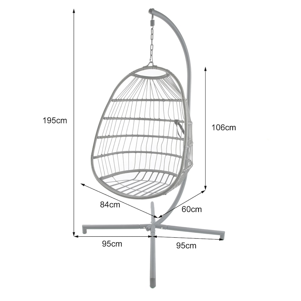 image 1 of Azura Hanging Egg Chair - Swing Pod Egg Chair - Large with deep Grey Cushions