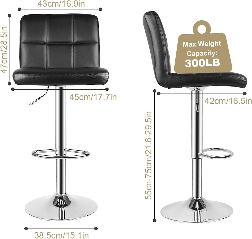 image 1 of Rattantree Bar Stool Set Of 2 Swivel Upholstered Height Adjustable Bar Stool