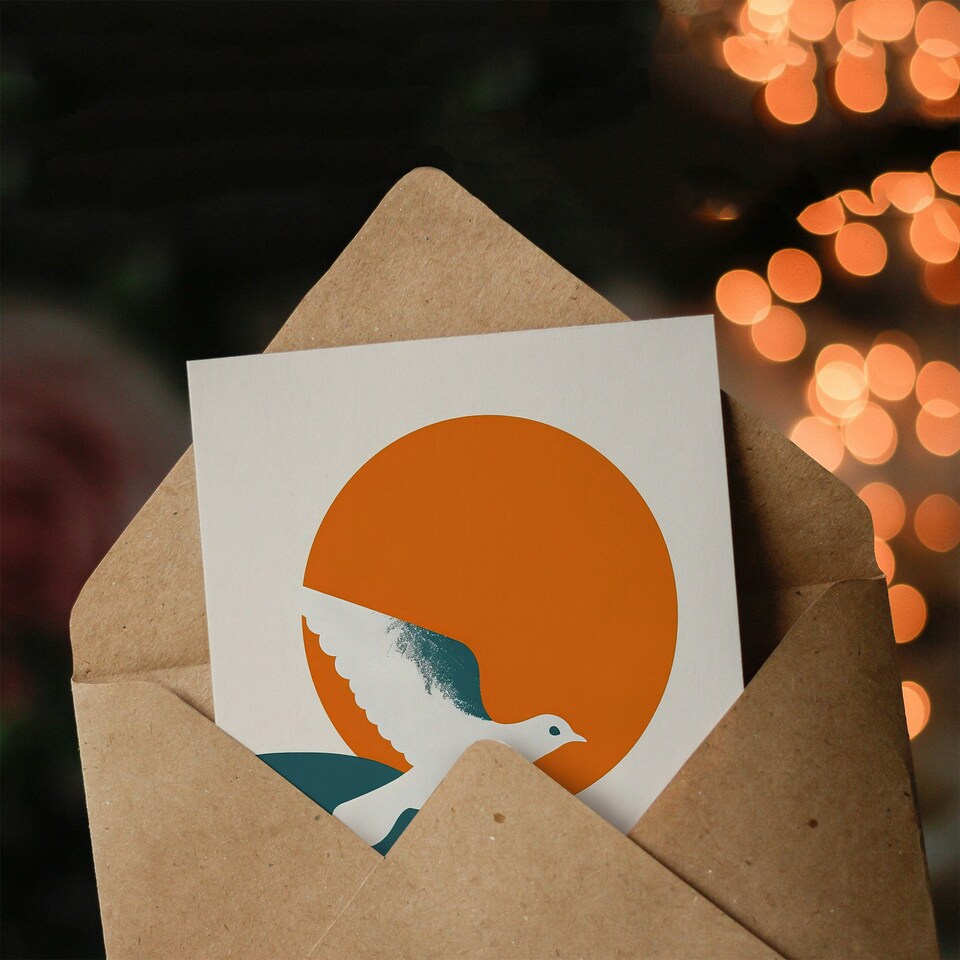 image 1 of Flight Sunset Sun Simple Retro Design Him Her Birthday Card