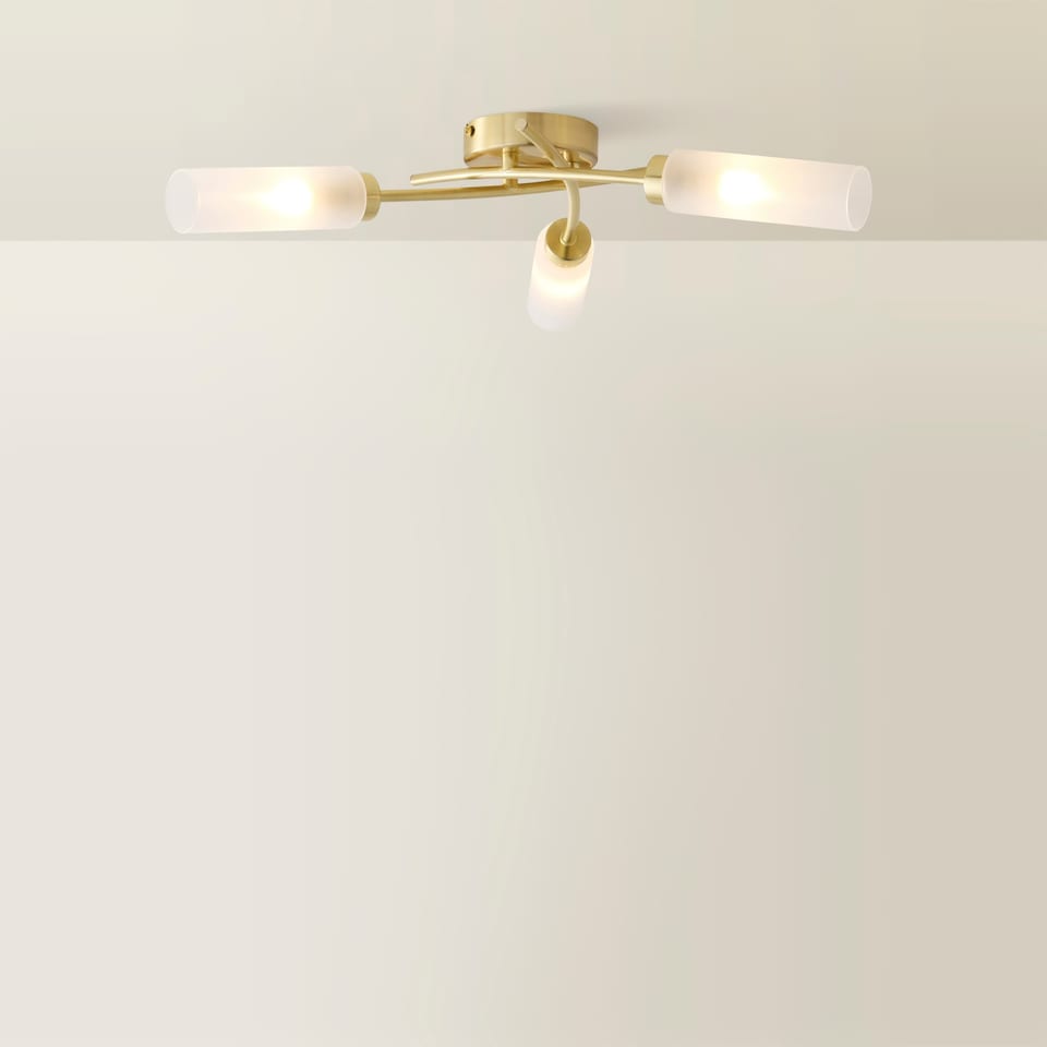 image 1 of ValueLights Maya Brushed Gold 3 Way Curved Cross Over Ceiling Light | Gold