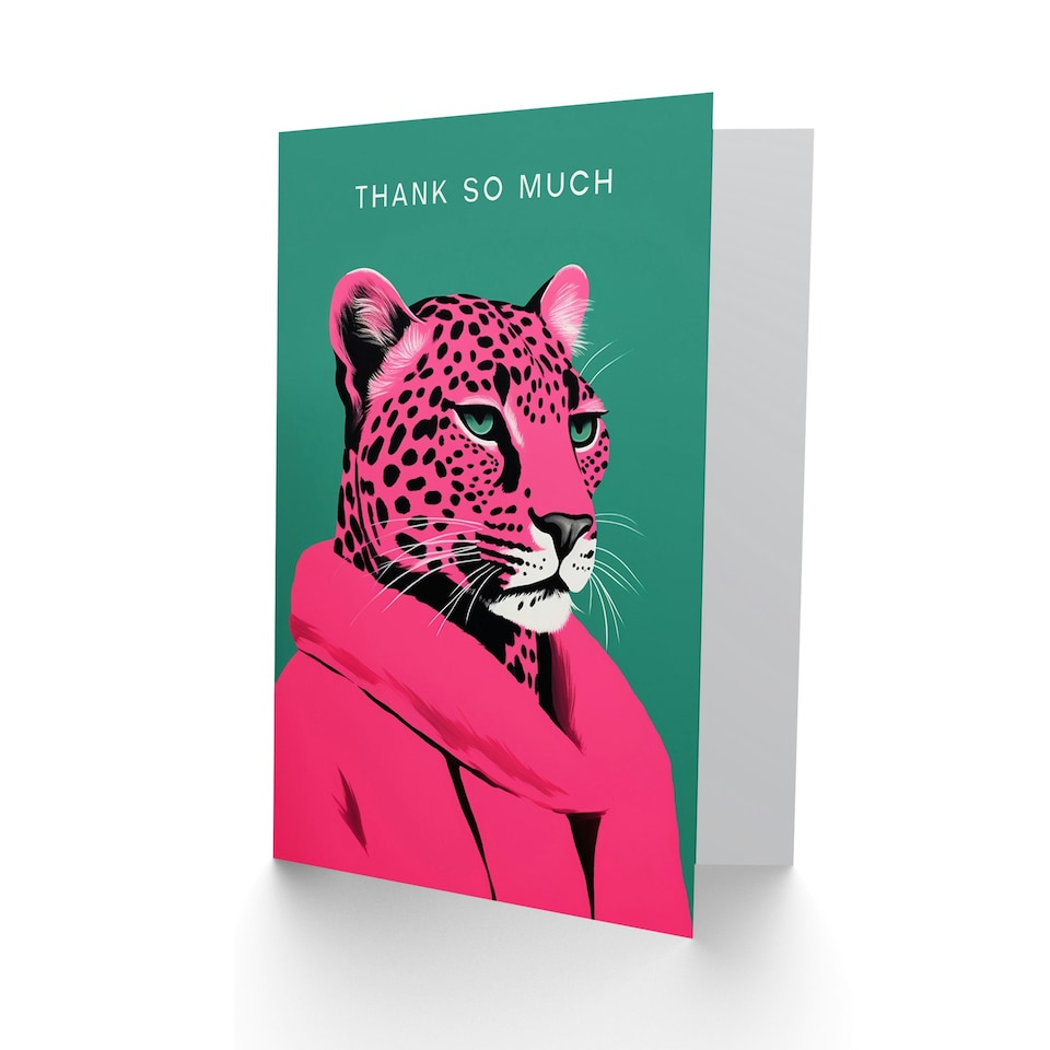 image 1 of Pink Fashion Leopard Thank You Her Card