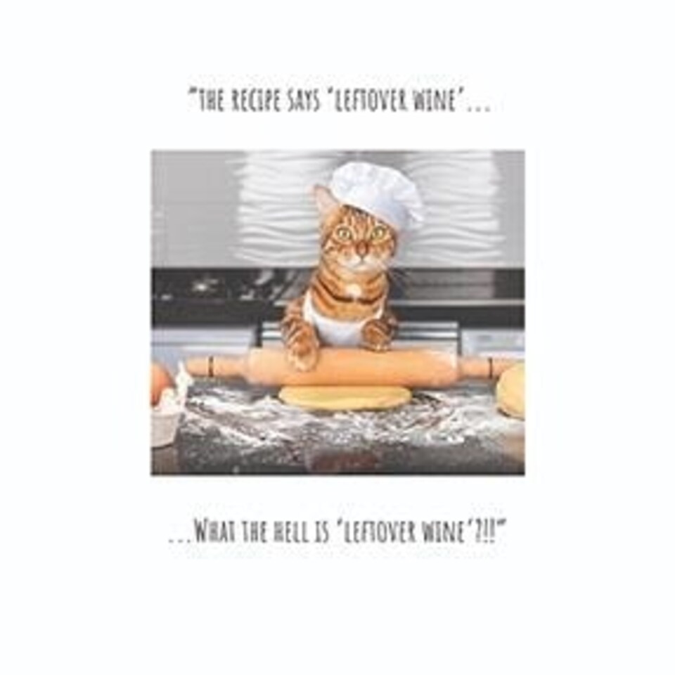Click, Like & Share Birthday Card for Her, "The Recipe Says 'Leftover Wine'." Female Birthday Card, Funny Birthday Card for her