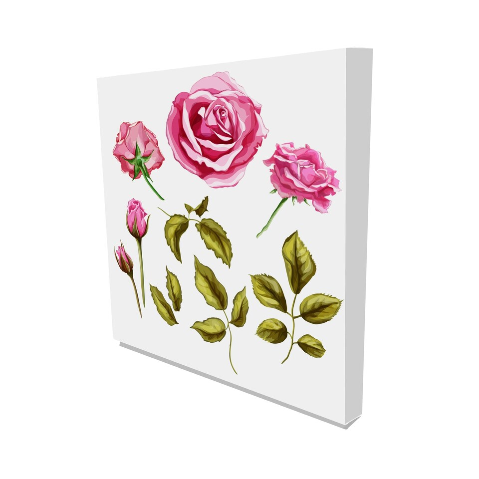 image 1 of Roses on white (Canvas Print) 20cm x 20cm