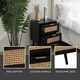 image 2 of Modern Black Rattan Bedside Table with 2 Drawers - Bedside Cabinet for Bedroom & Living Room (W40 x D30 x H52cm)