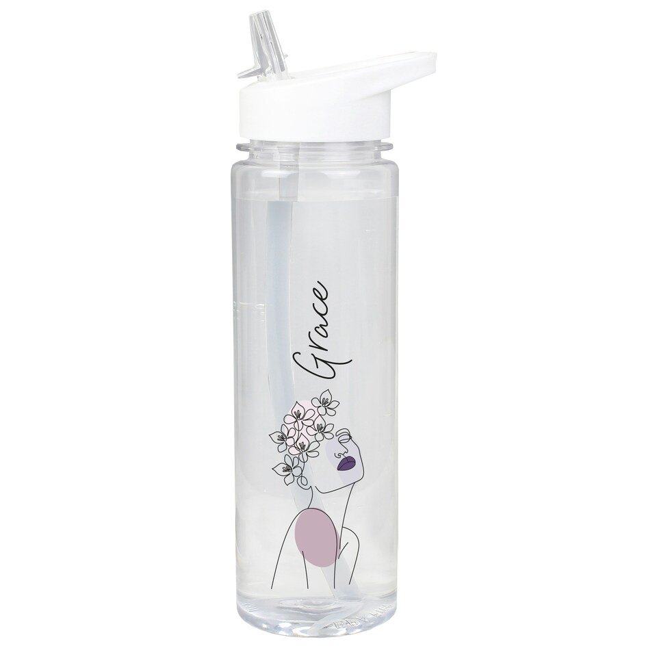 image 1 of Personalised Natalia Line Art Water Bottle Clear | One Size
