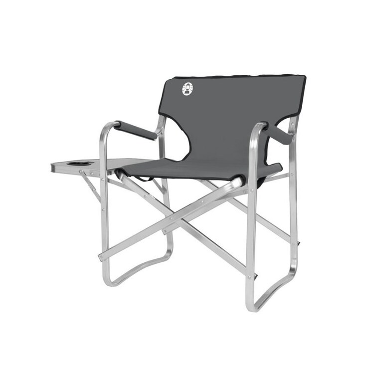Coleman Aluminium Deck Chair With Folding Side Table - Grey N/a