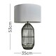 image 3 of ValueLights Hollins Painted Black Table Lamp with Medium White Drum Shade and LED Bulb