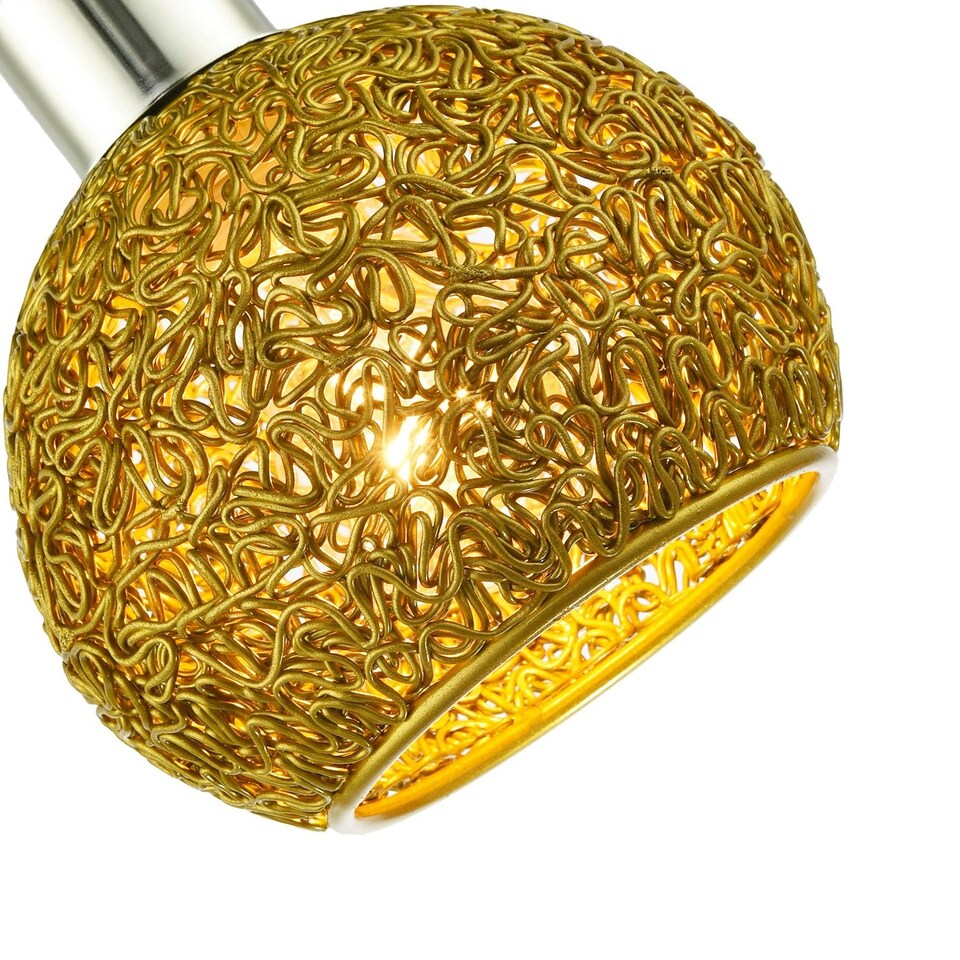 image 1 of Retro Industrial Style Round Twisted Wire Mesh Metal Lamp Shade in Shiny Gold | Gold