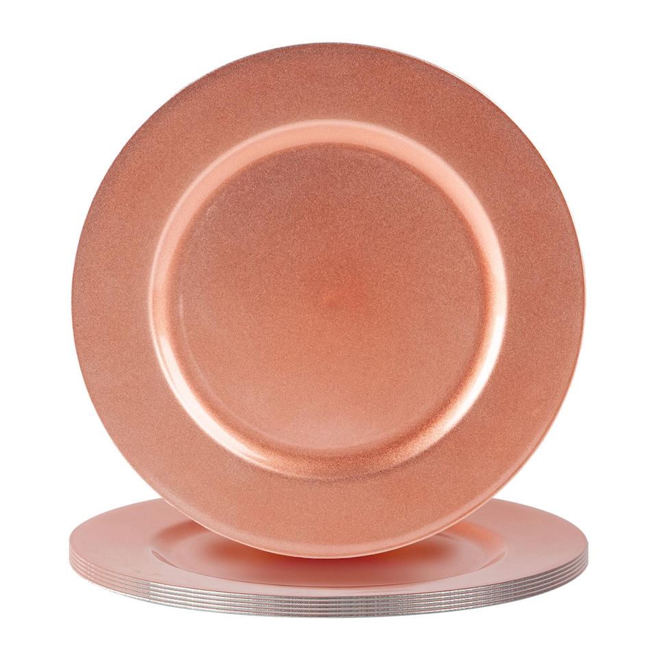 image 1 of Argon Tableware Metallic Charger Plates - 33cm - Rose Gold - Pack of 6