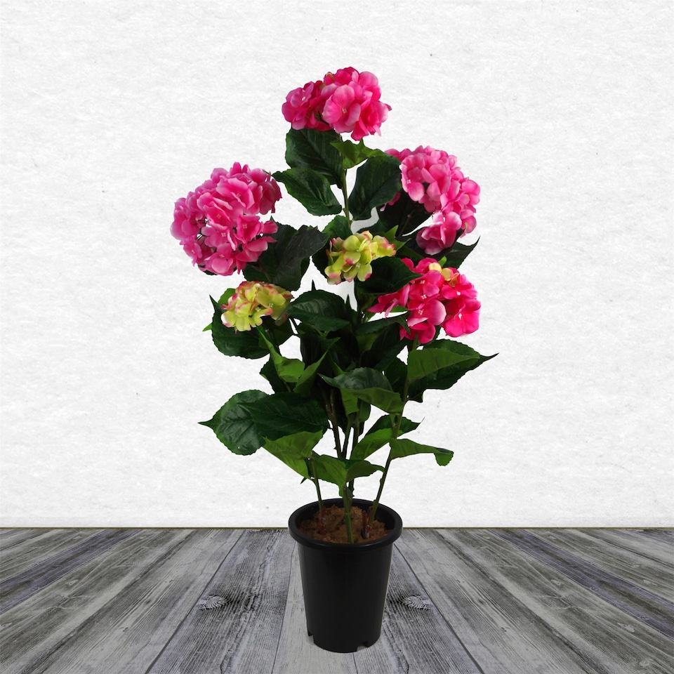 image 1 of Artificial Large Hydrangea Plant Flowering Bush Pink Botanik