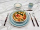image 4 of Reactive Blue Glaze Dinnerware Salad Bowl 4pc Set 19.5cm