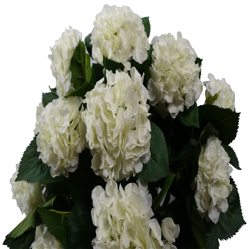 image 1 of 70cm Artificial White Bush Hydrangea Plant Potted