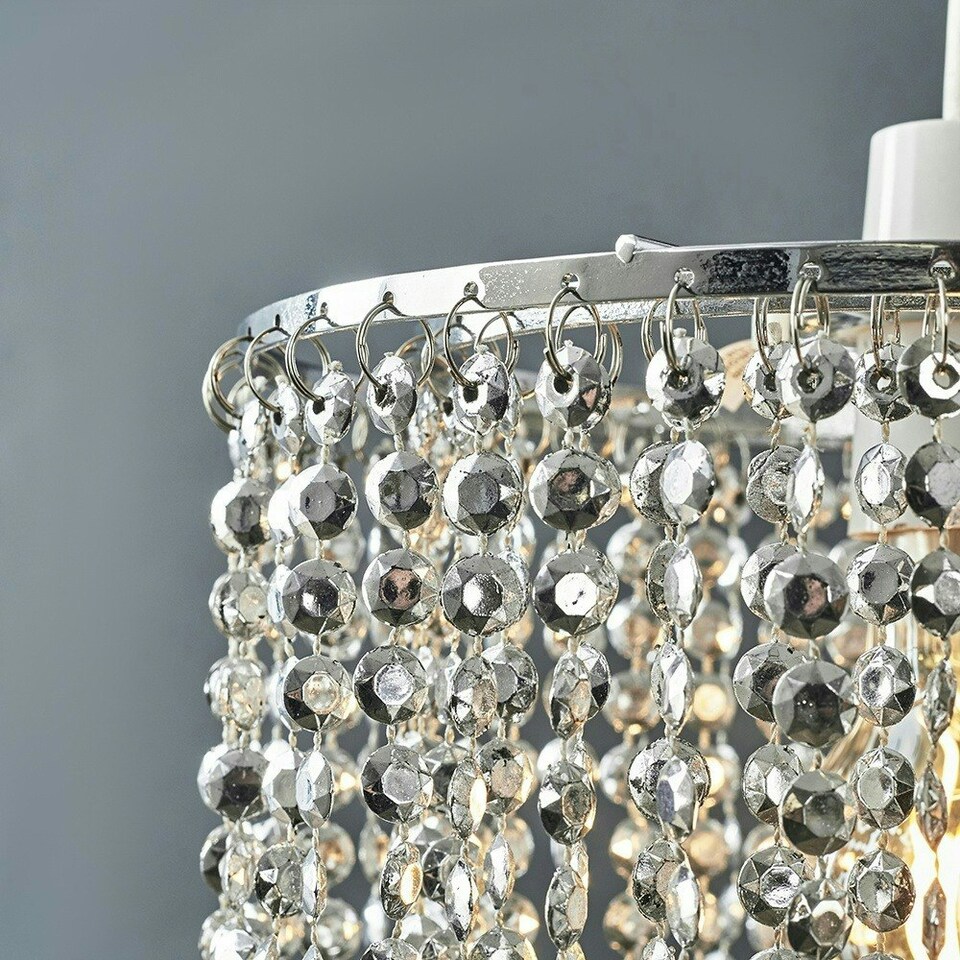 image 1 of ValueLights Acrylic Droplets Pair of Silver Ceiling Pendant Droplets Shade Silver