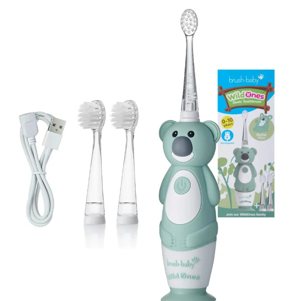 image 1 of Brush Baby WildOnes™ Koala Kids Electric Rechargeable Toothbrush & Applemint Toothpaste