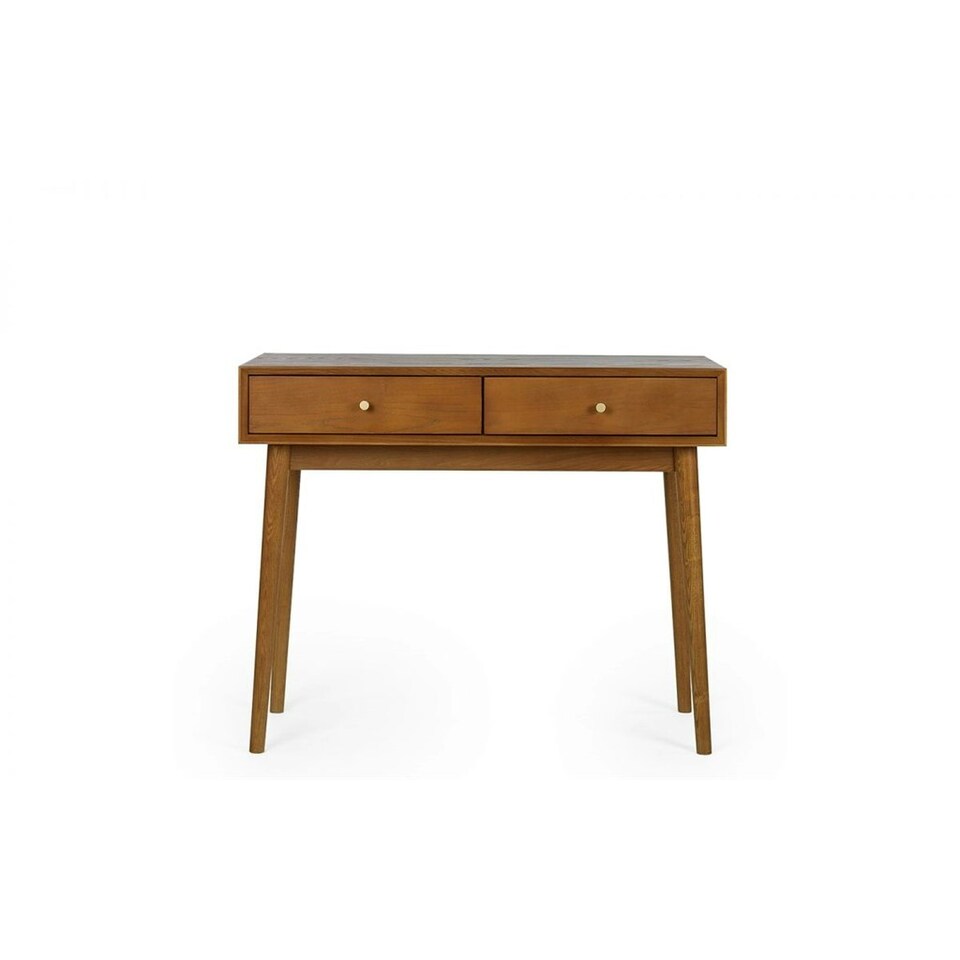 image 1 of Cherry Ash Writing Desk with 2 Drawers Brown