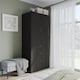 image 6 of 2 Door 3 Drawer Wardrobe with Hanging Rail - Modern Bedroom Storage Furniture | Black | Black with Black Doors | 1