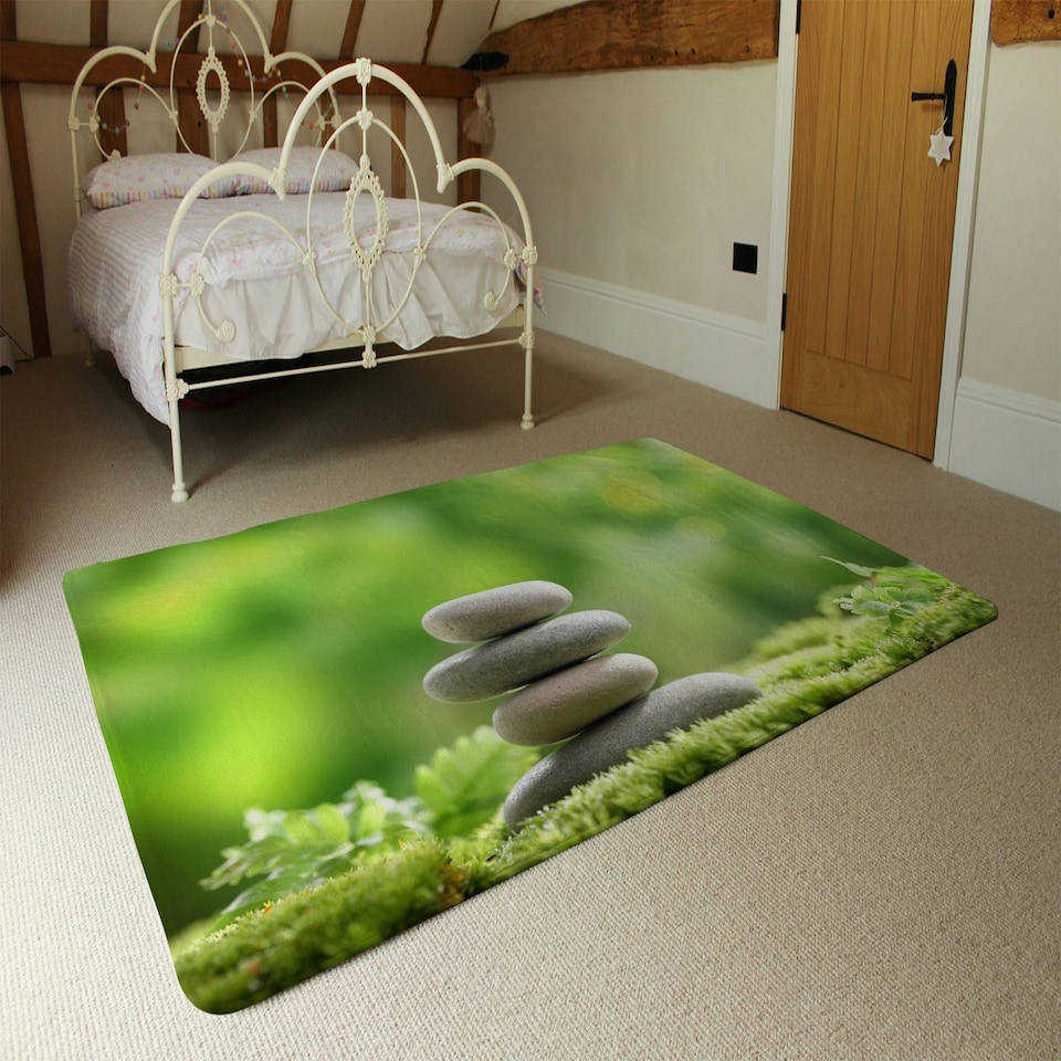 image 1 of Rock Garden Stones (Rug) Green | L