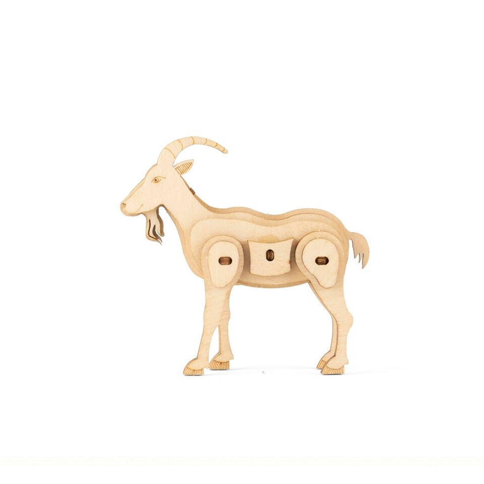 image 1 of Kikkerland 3D Wooden Goat Puzzle On The Farm