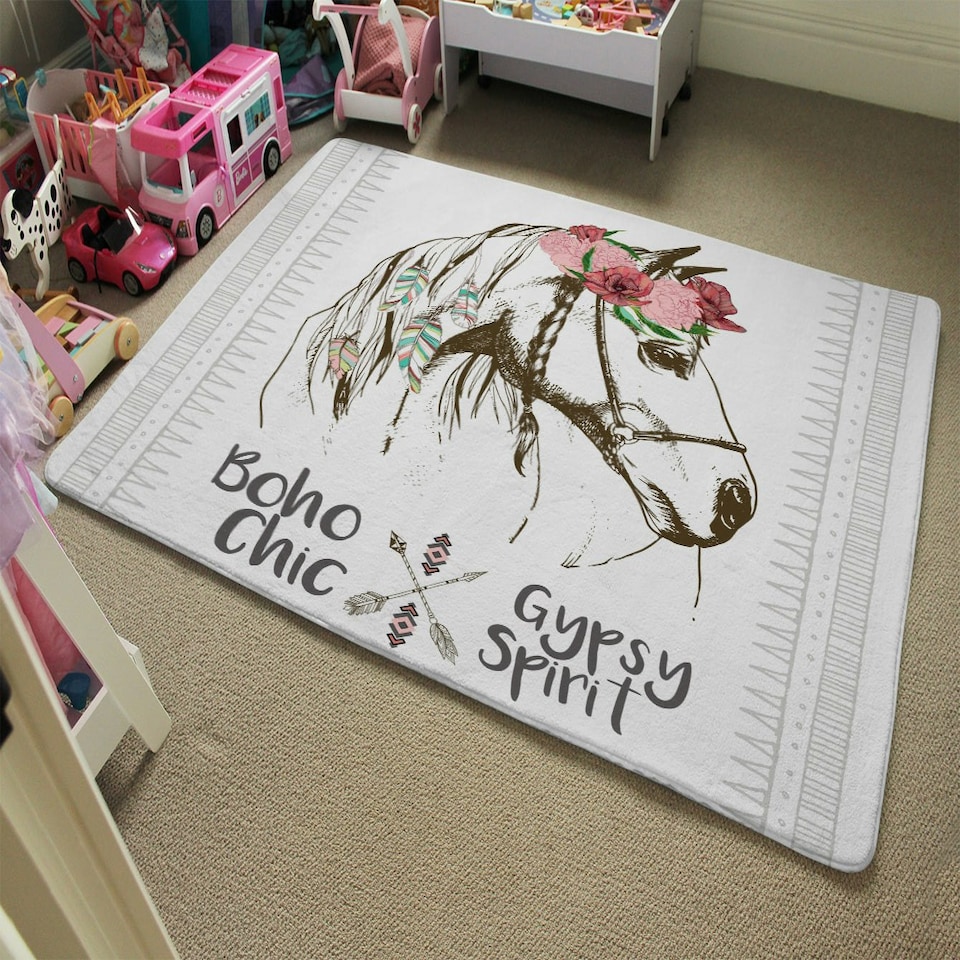 image 1 of horse with flower Chic (Rug) Multi | XL: 160x230cm