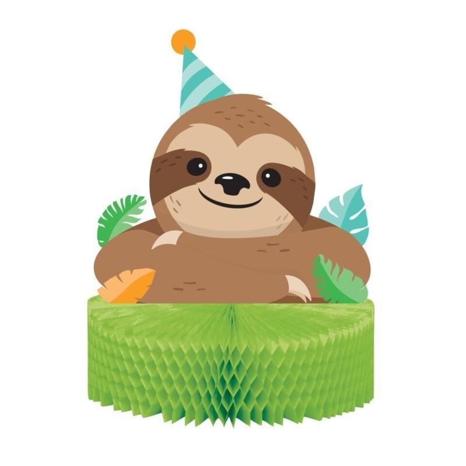 Creative Party Happy Honeycomb Sloth Party Centrepiece - Green/Brown/Blue - One Size