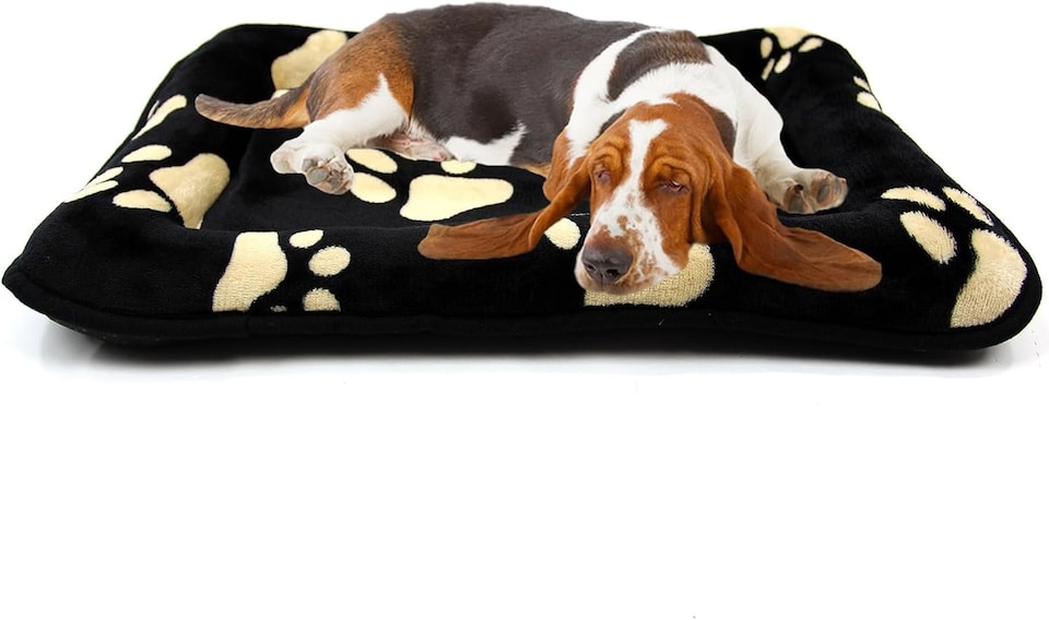 image 1 of Actiaspet Dog Puppy Cage Bed - Soft Machine Washable Faux Fur Cover with Paw Print Design (30")