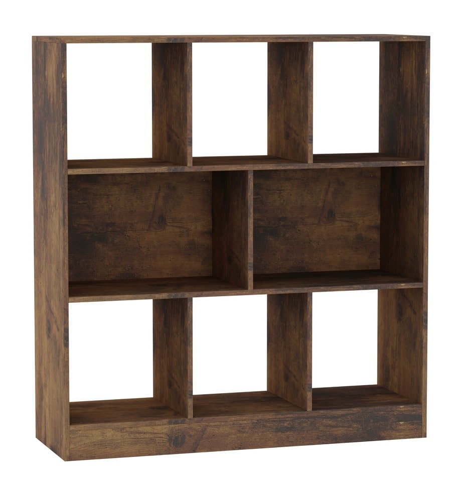 image 1 of 8 Cube Asymmetrical Storage Cabinet Wooden Bookcase Shelve Square Organiser | Black | Rustic Brown | 1