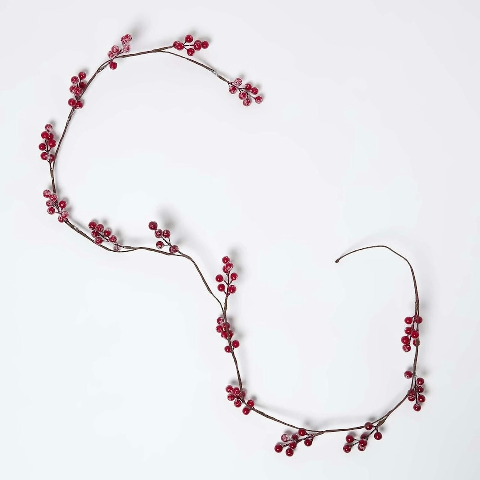 image 1 of Homescapes Artificial Winter Snow Berry Garland