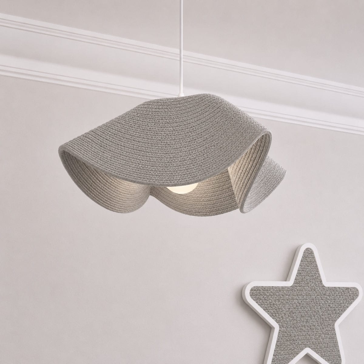 CGC Lighting Flora 64cm Grey Floppy Fabric Lampshade in Light Grey