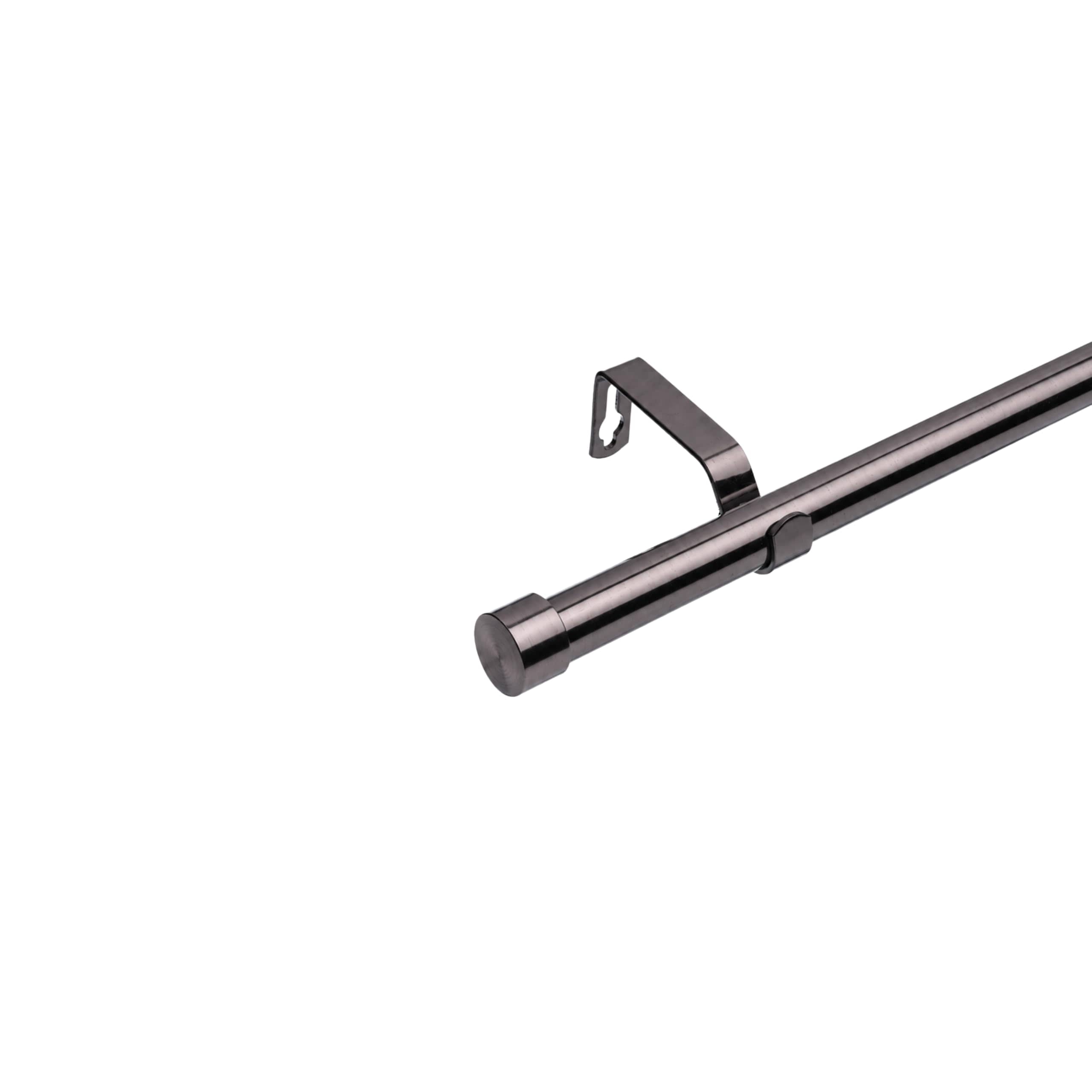 Lister Cartwright 19mm Black Nickle Extendable Curtain Pole (Stopper Finial, 70-120 cm), Black