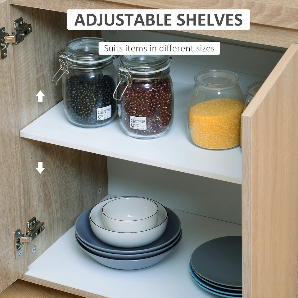 image 1 of HOMCOM Kitchen Storage Trolley Cart Cupboard Rolling Island Shelves Locking