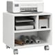 image 1 of HOMCOM 2-Tier Printer Stand with Storage, Under Desk Printer Cart on Wheels with 3 Compartments, Desktop Printer Table for Home Office, White