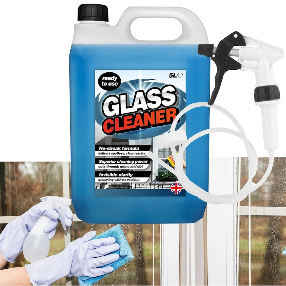image 1 of 4 x 5 Litre Glass & Window Cleaner With Convenient Long Hose Trigger