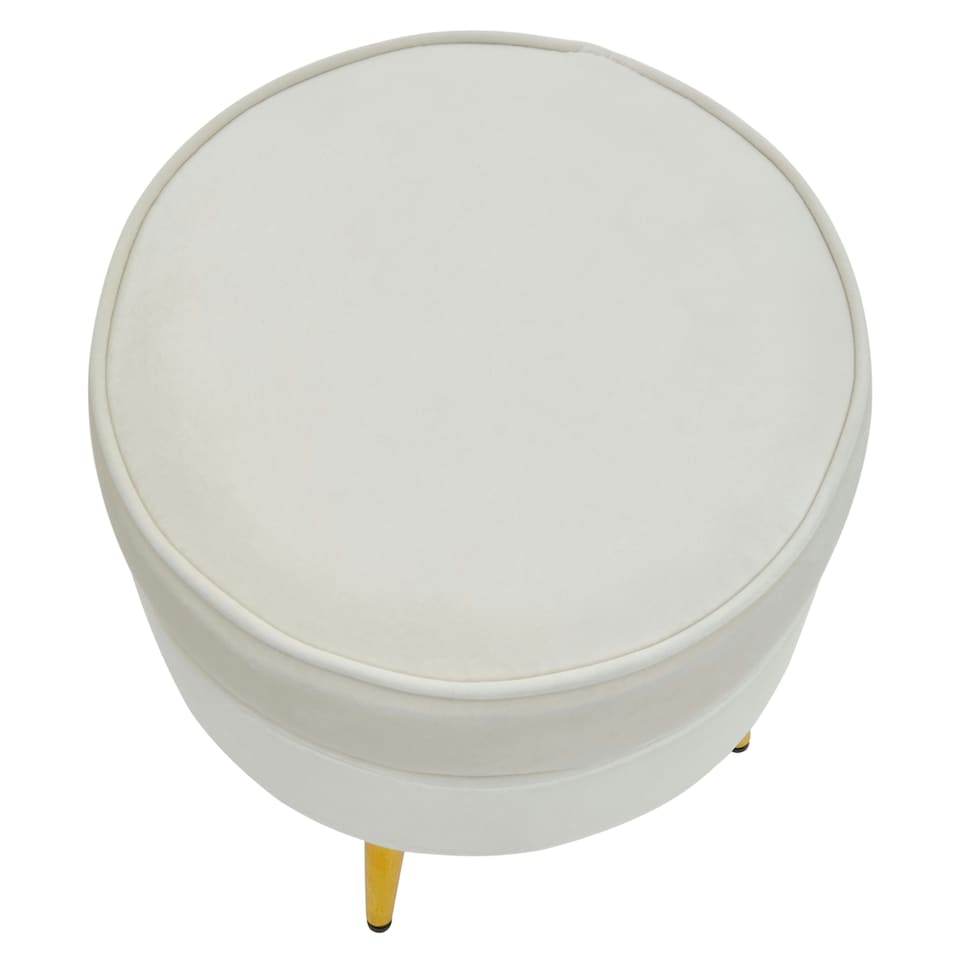 image 1 of Interiors by Premier Cream Velvet Round Footstool, Ottoman Small Footstool with Soft Upholstery, Velvet Pouffe for Home