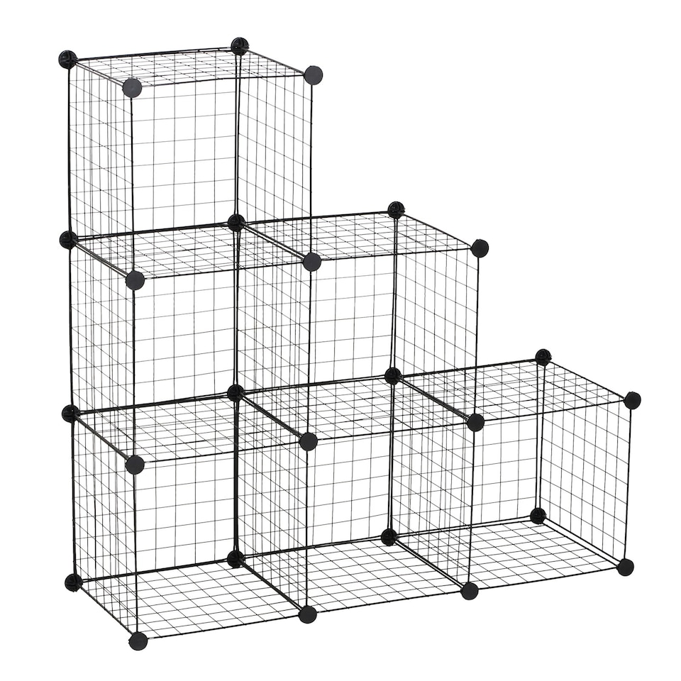 image 1 of HOMCOM DIY 6 Cube Metal Wire Rack Interlocking Storage Cabinet Organiser Display
