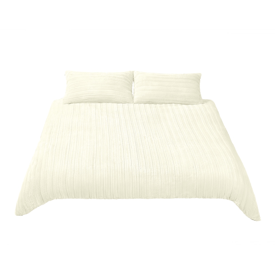 image 1 of Living and Home 3Pcs Duvet Cover and Pillowcases Bedding Set, Super King- Off White | White | Super King