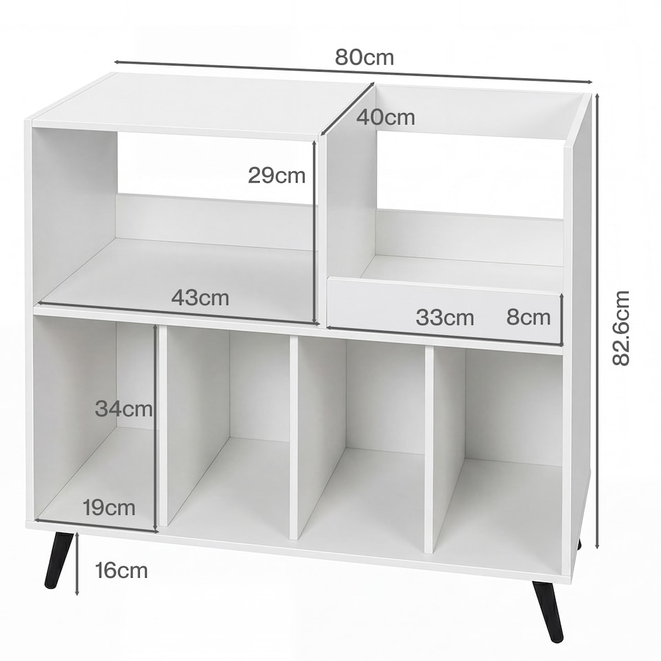 image 1 of Levede Record Player Stand 300+ Album Storage Turntable Cabinet Rubber Wood