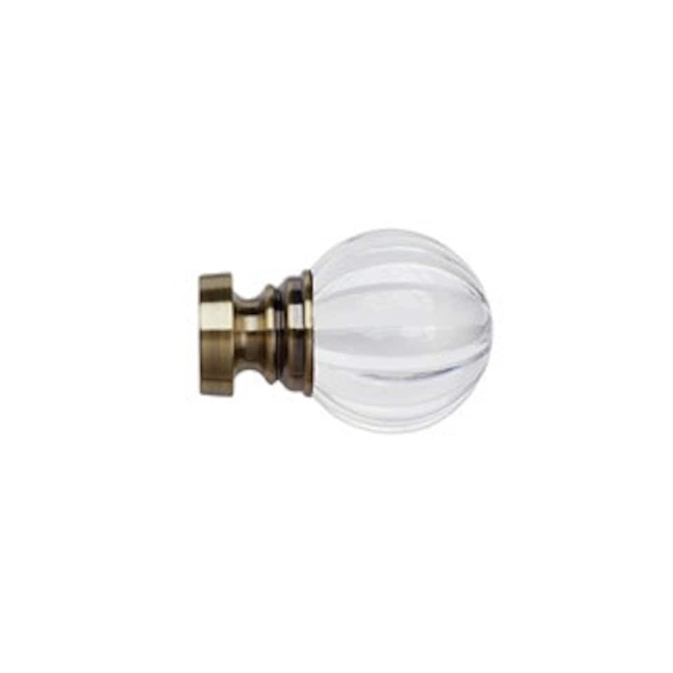 image 1 of 35mm Fixed Length Metal Curtain Pole Set Antique Brass Segmented Ball Finial 170cm | Bronze | Bronze