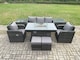 image 1 of Fimous Wicker Rattan Garden Furniture Sofa Set Gas Fire Pit Dining Table Indoor Outdoor with 2 Side Table Chair Footstool