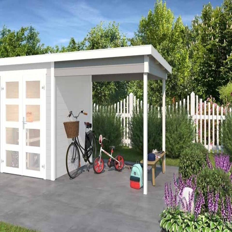 image 1 of Zambezi anbau 200x250-Log Cabin, Wooden Garden Room, Timber Summerhouse, Home Office - H211 cm Brown
