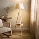 image 2 of ValueLights Morrigan Cream Wood Floor Lamp Natural Scallop Shade | Cream