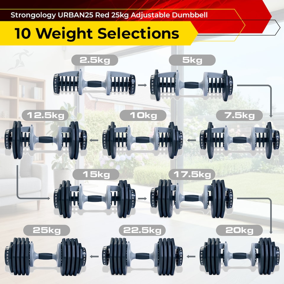 image 1 of Strongology Urban25 Home Fitness Adjustable Smart Dumbbells from 2.5kg up to 25kg Training Weights