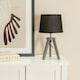 image 2 of ValueLights Jackson Grey Wood Tripod Table Lamp with Black Shade and LED Bulb