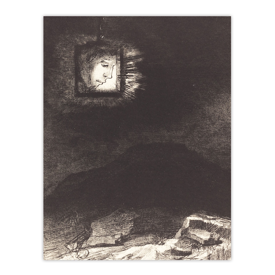 image 1 of Odilon Redon Framed Wall Art Print Glimmering Head Suspended Home Décor