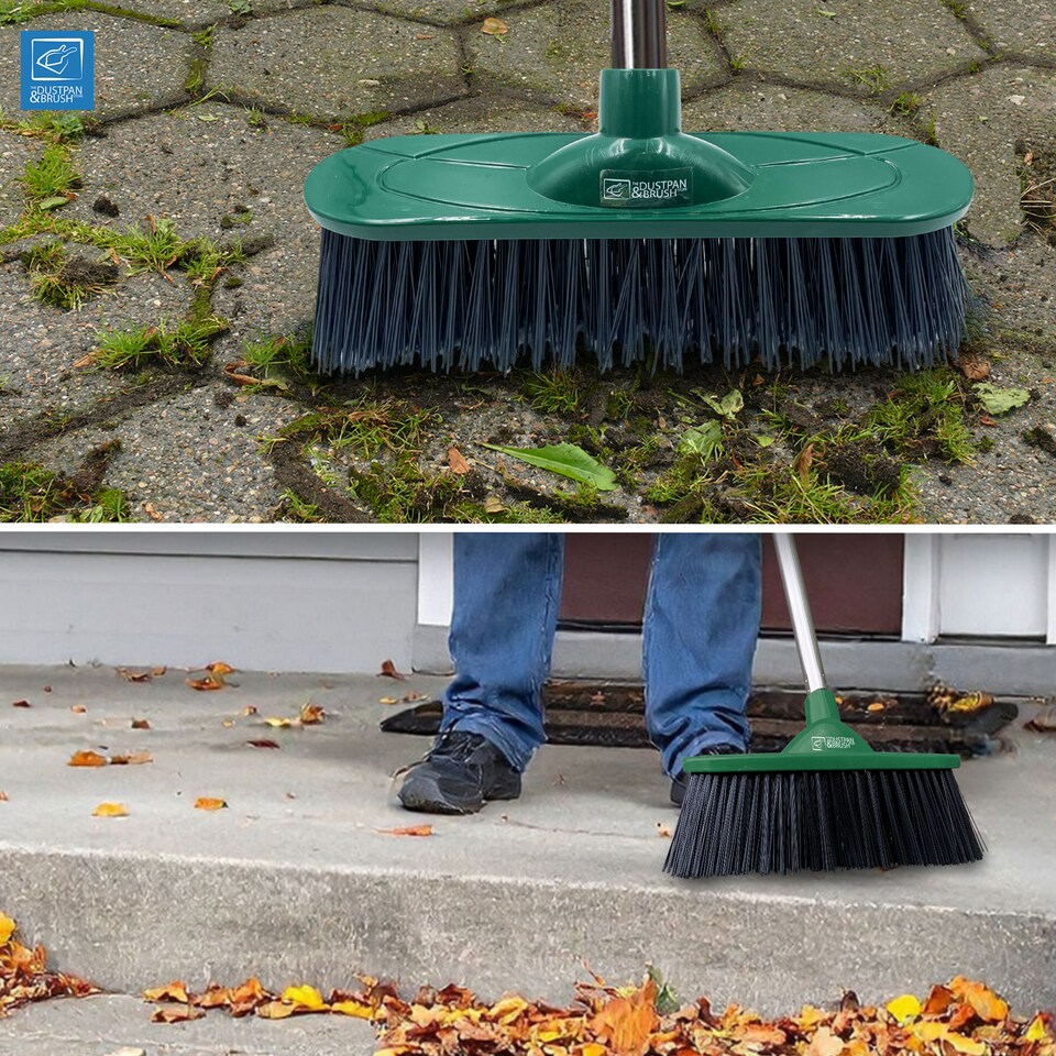 image 1 of 10" Outdoor Broom Garden Yard Brush with Metal Handle