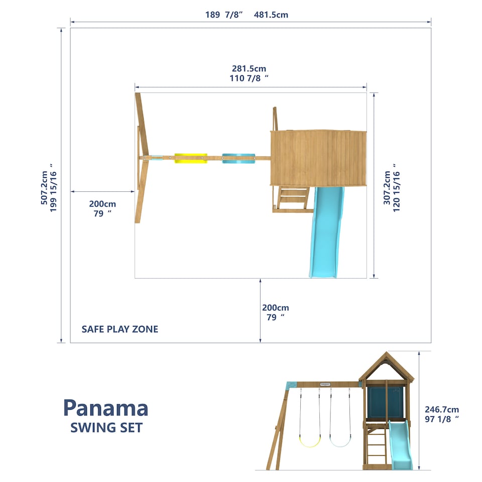 image 1 of Teamson Kids Large Wooden Swing Set with Slide, Chalkboard, Sandpit and Swings, Garden Playset