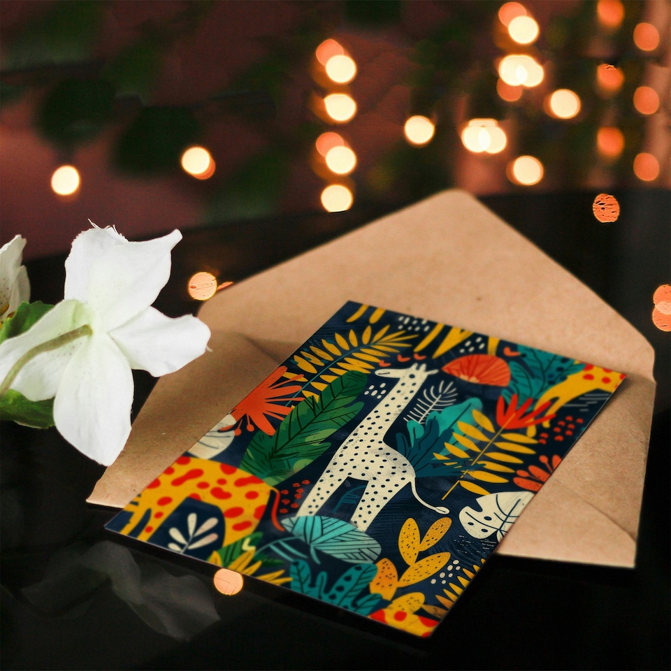 image 1 of Colourful Jungle Plant Pattern Girl Boy Kids Daughter Son Birthday Card